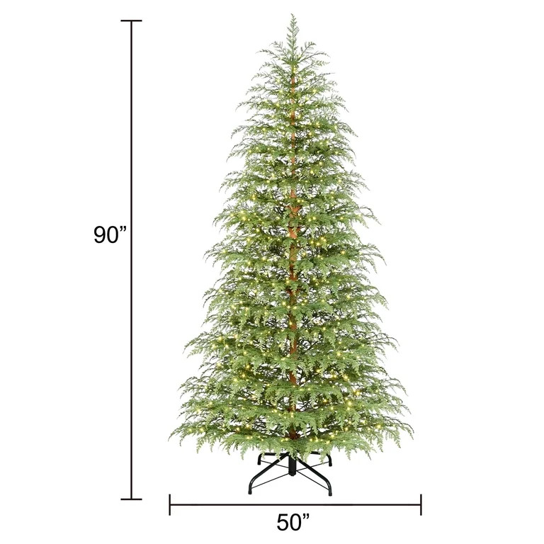 My Texas House 7.5' Pre-Lit Cypress Green Artificial Christmas Tree with 500 Warm White Twinkle L... | Walmart (US)