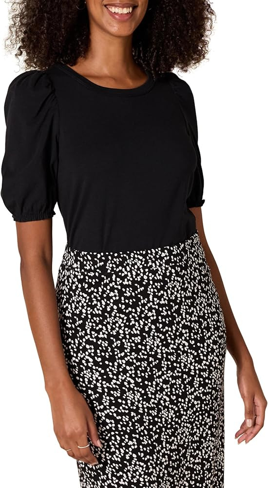 Amazon.com: Amazon Essentials Women's Classic-Fit Puff Short-Sleeve Crewneck T-Shirt, Navy, X-Sma... | Amazon (US)