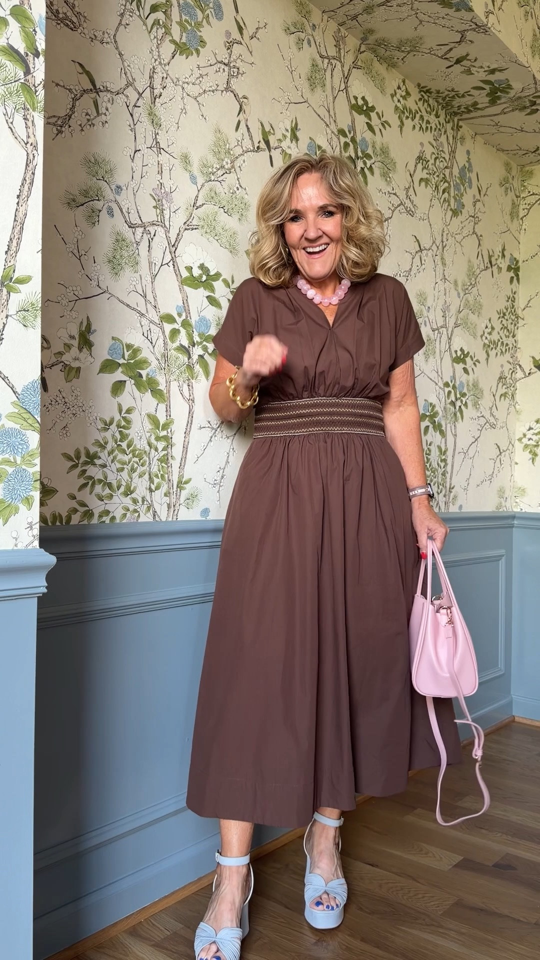 Wearing a medium in this Brown poplin dress. I love the pastels with it.

#LTKOver40 #LTKootd #LTKMidsize