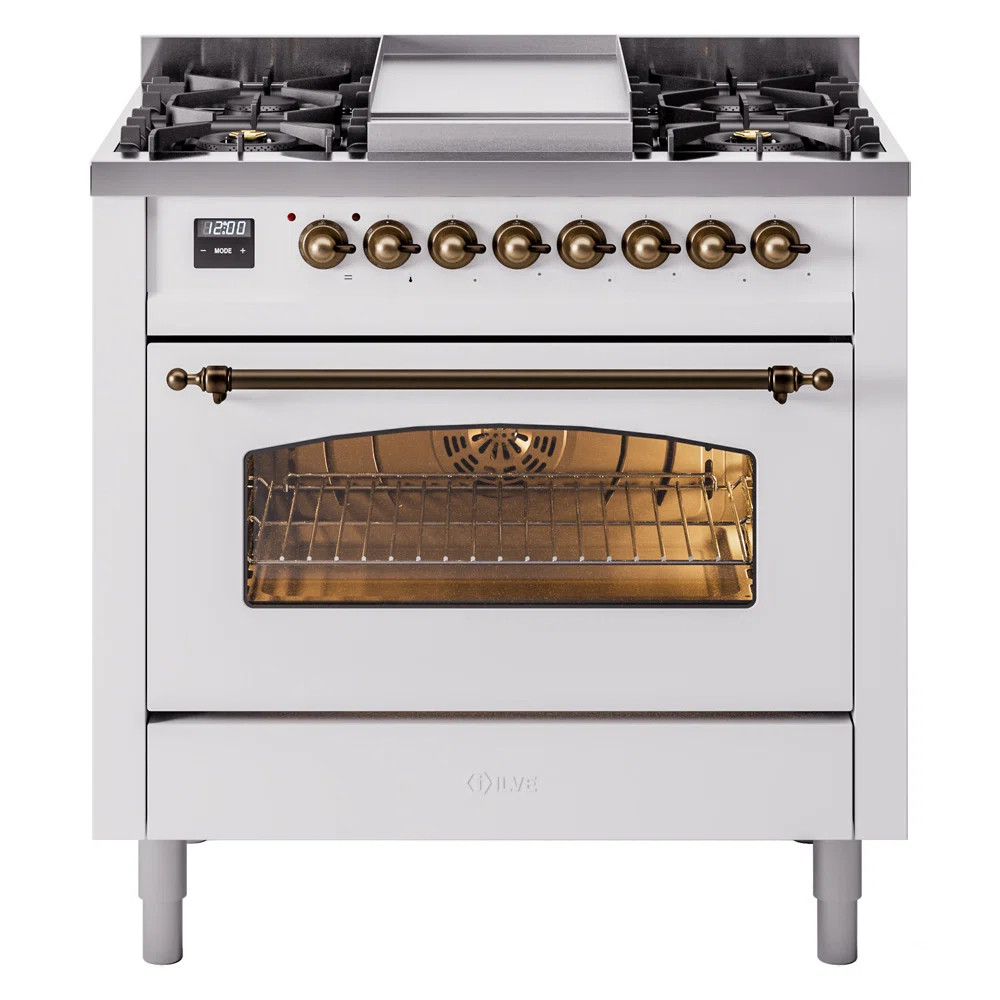 ILVE Nostalgie II Series 36 inch Dual Fuel Range with 6 Induction Elements (Glass Door) UP36FNMPW... | Wayfair North America