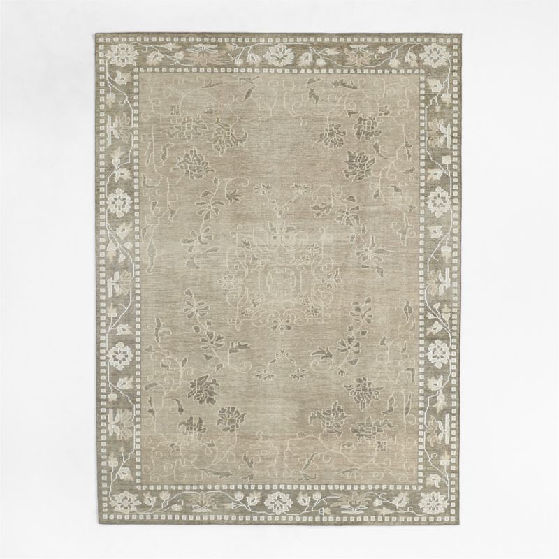 Rochelle Traditional Floral Grey Area Rug 10'x14' | Crate & Barrel | Crate & Barrel
