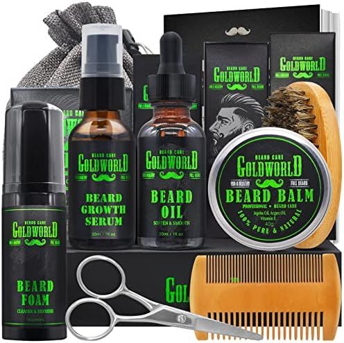 Beard Kit Beard Growth Grooming Kit w/Beard Foam/Shampoo/Wash Beard Growth Oil Serum Balm Brush C... | Amazon (US)