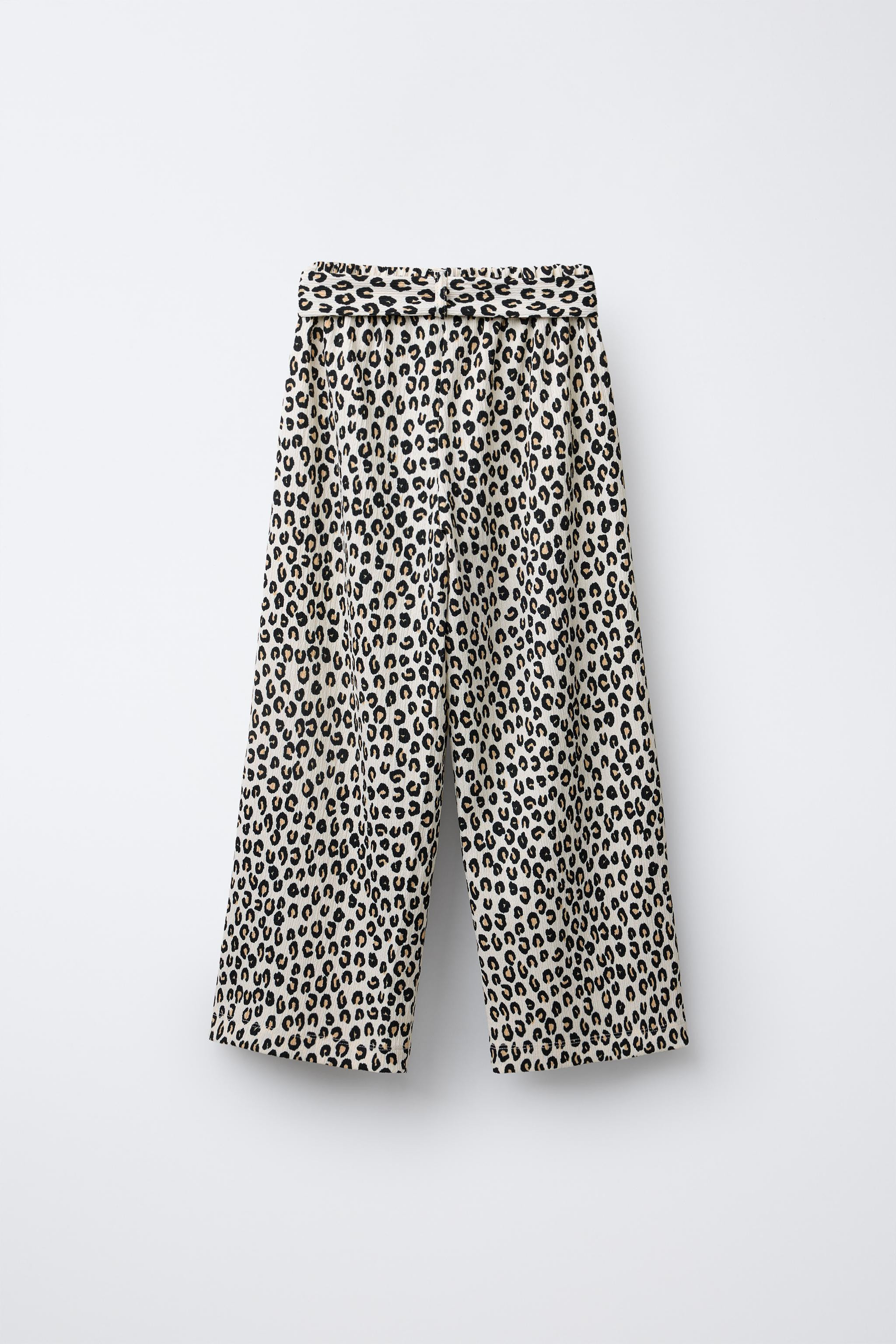ANIMAL PRINT TEXTURED WIDE LEG PANTS | Zara US