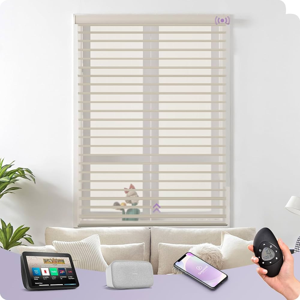 Graywind Motorized Shangrila Shades Work with Alexa Google Remote Control Rechargeable Smart Ligh... | Amazon (CA)