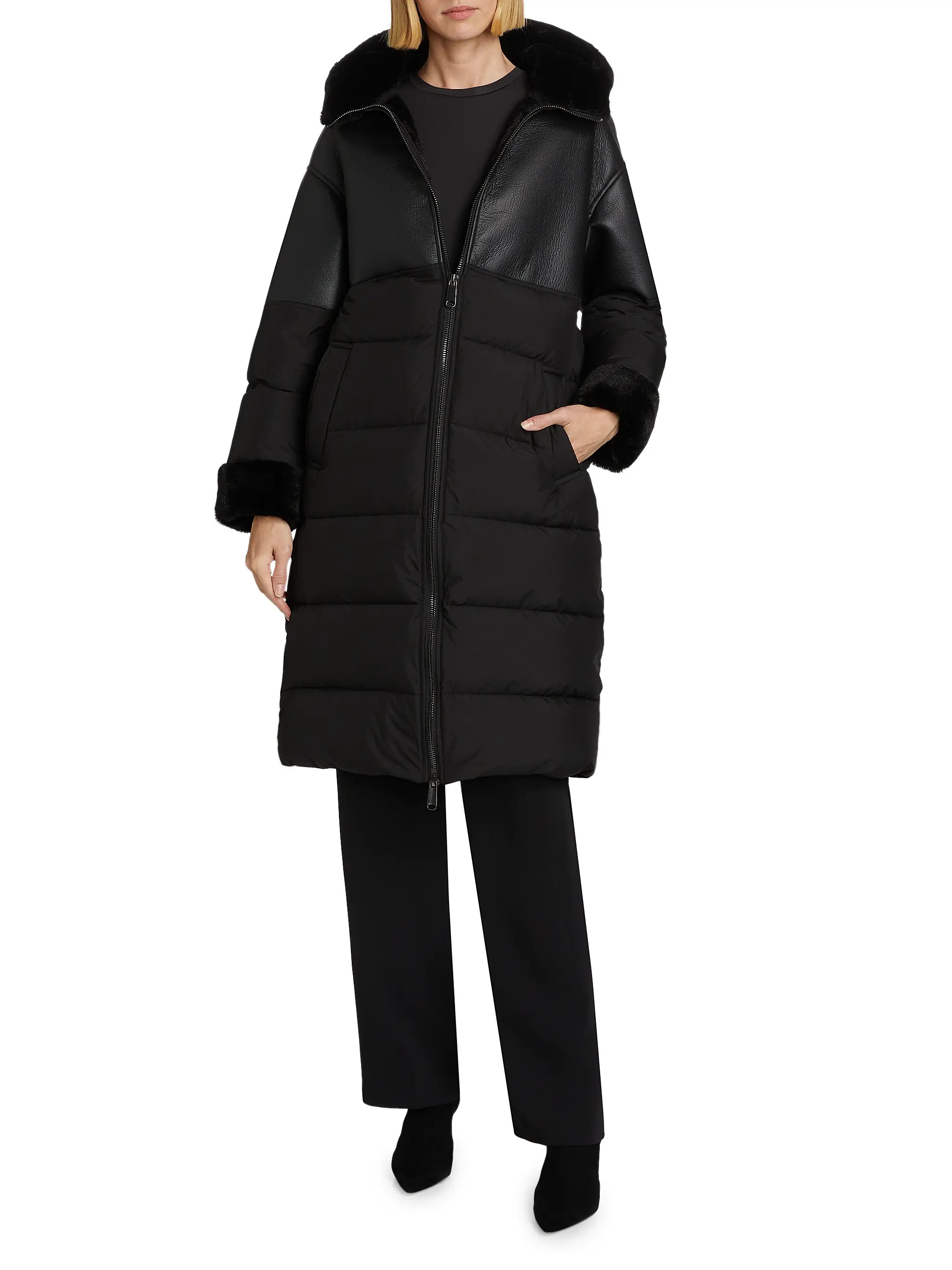 Kate Mixed-Media Puffer Coat | Saks Fifth Avenue