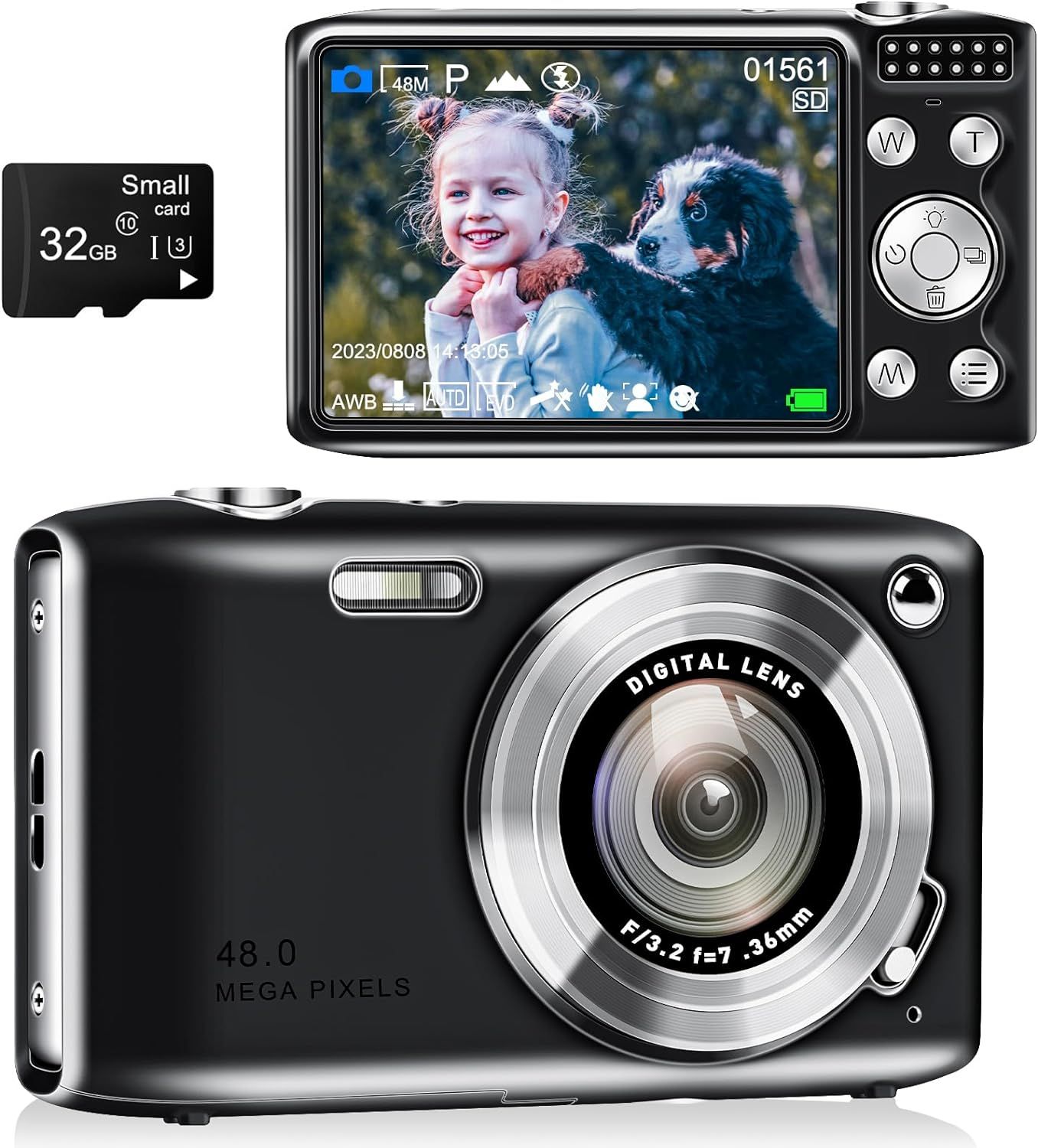 48MP Point and Shoot Digital Camera with Macro Mode, 4K HD Compact Digital Camera with Flash 16x ... | Amazon (US)