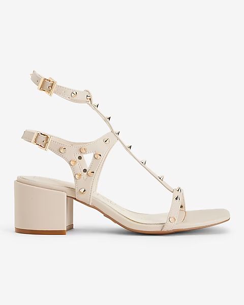 Studded Strappy Block Mid Heeled Sandals | Express