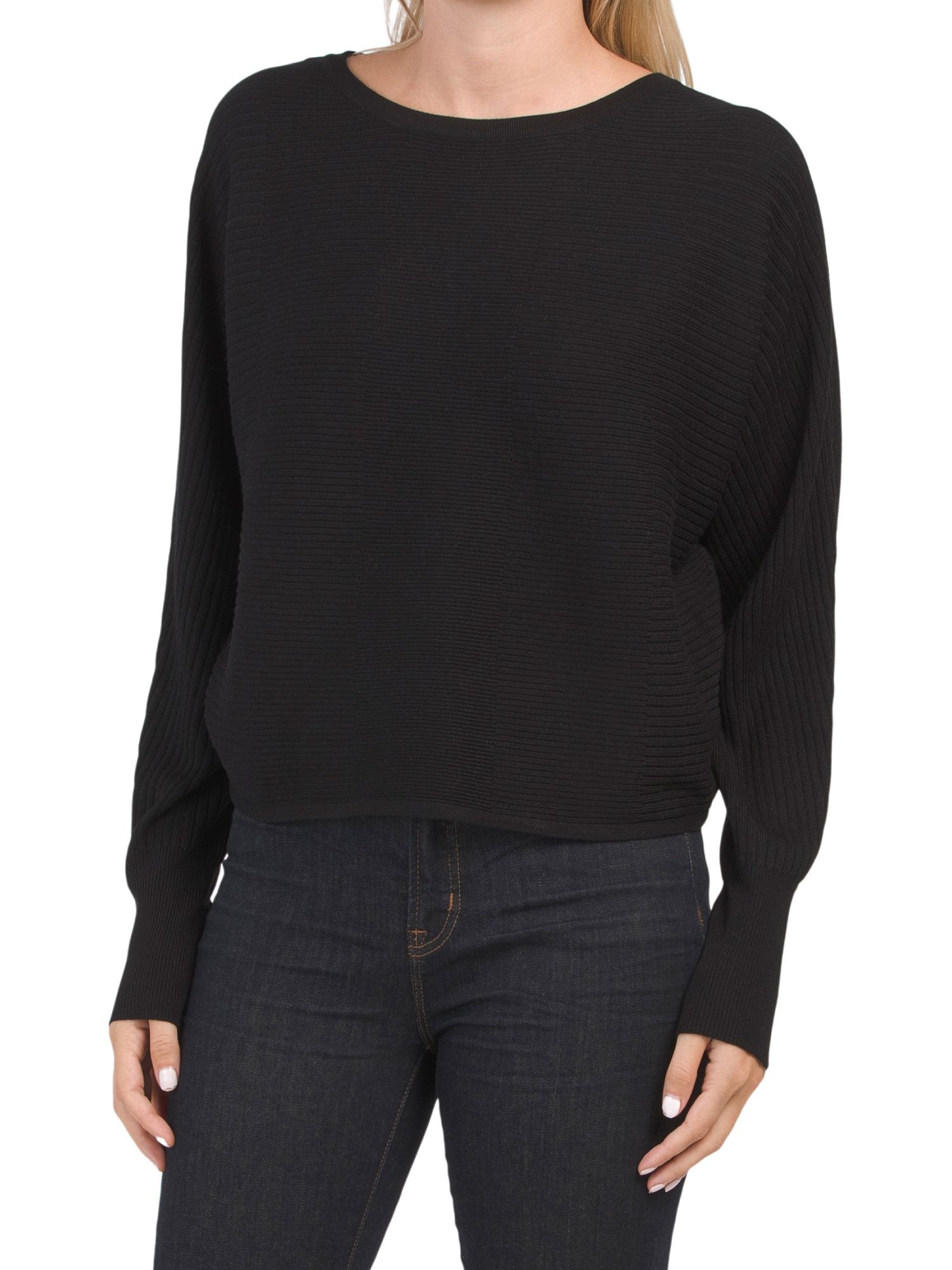 Variegated Ribbed Dolman Pullover Sweater | TJ Maxx