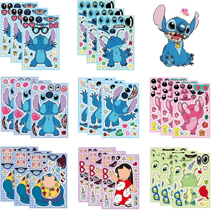 Make a face Stitch Stickers, 24pcs, 8 Characters, 24pcs-Stitch Stickers | Amazon (US)