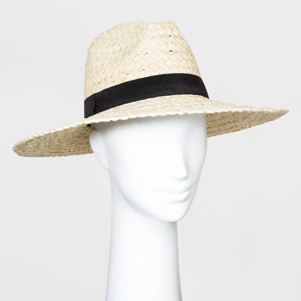 Women's Straw Wide Brim Fedora Hats - Universal Thread Natural One Size, Brown | Target