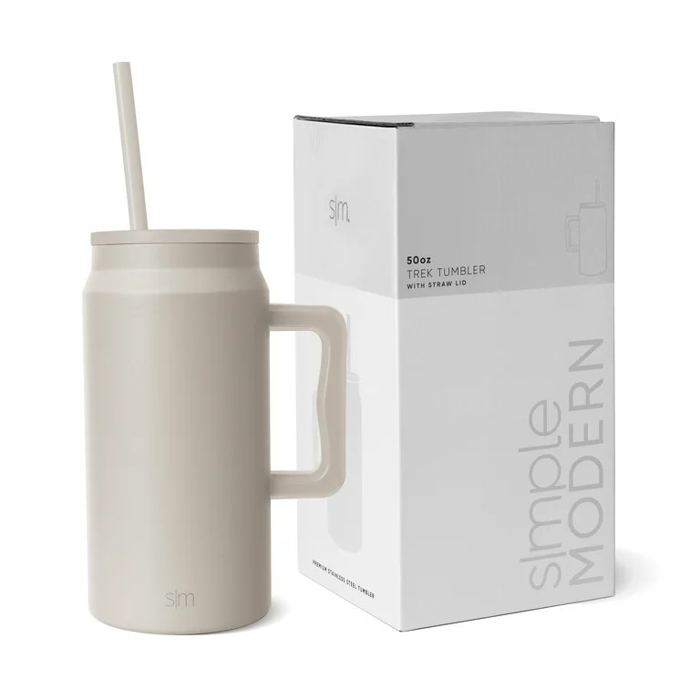 Simple Modern 50 fl oz Insulated Stainless Steel Trek Tumbler with Straw Lid | Almond Birch - Wal... | Walmart (US)