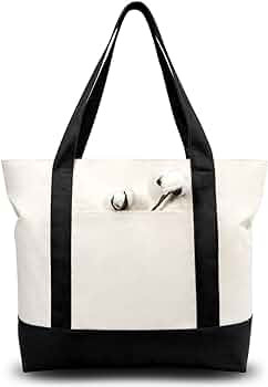 TOPDesign 30-Pack Stylish Canvas Tote Bag with an External Pocket, Top Zipper Closure, Daily Esse... | Amazon (US)