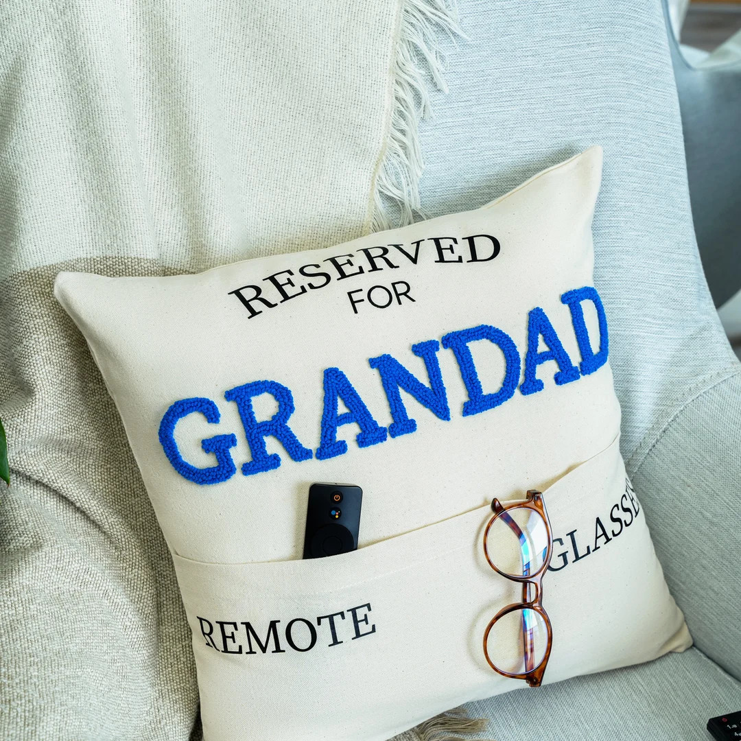 Personalized Grandpa Pocket Punch Needle Pillow, Fathers Day Embroidered Gift, Grandpa Cushion, G... | Etsy (US)