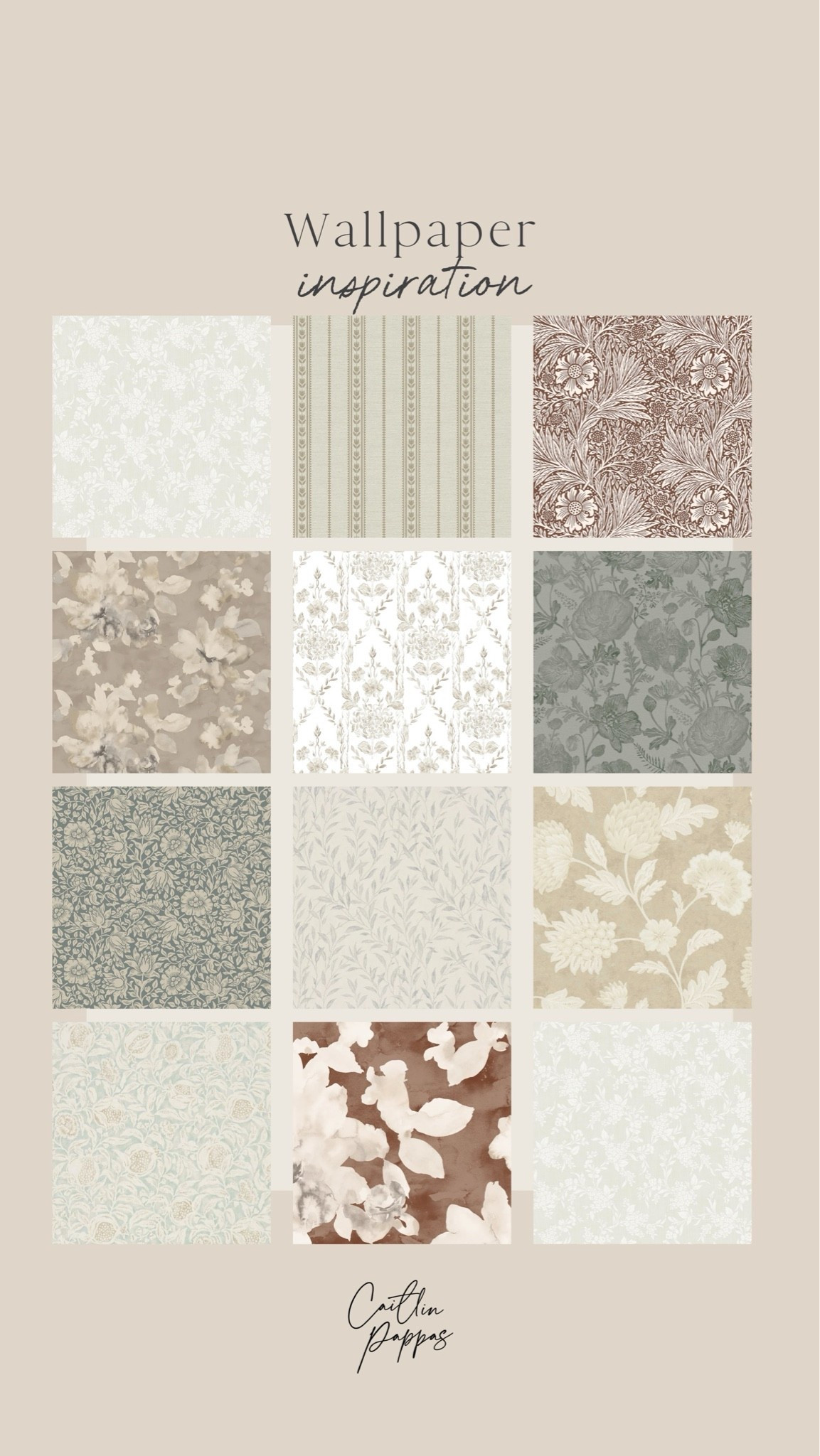 Pretty wallpaper inspiration 🤍 Love these neutral patterns for a pretty home refresh.