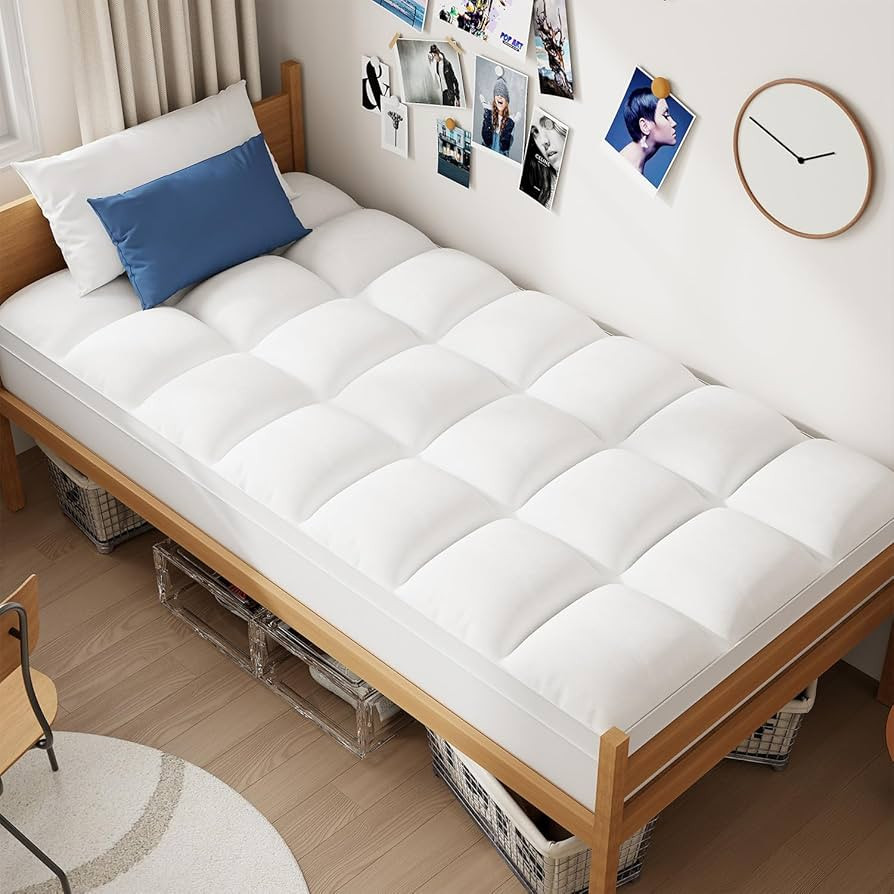 ELEMUSE Twin XL Mattress Topper for Dorm Bed, College Dorm Room Essentials for Girls&Guys, Soft C... | Amazon (US)