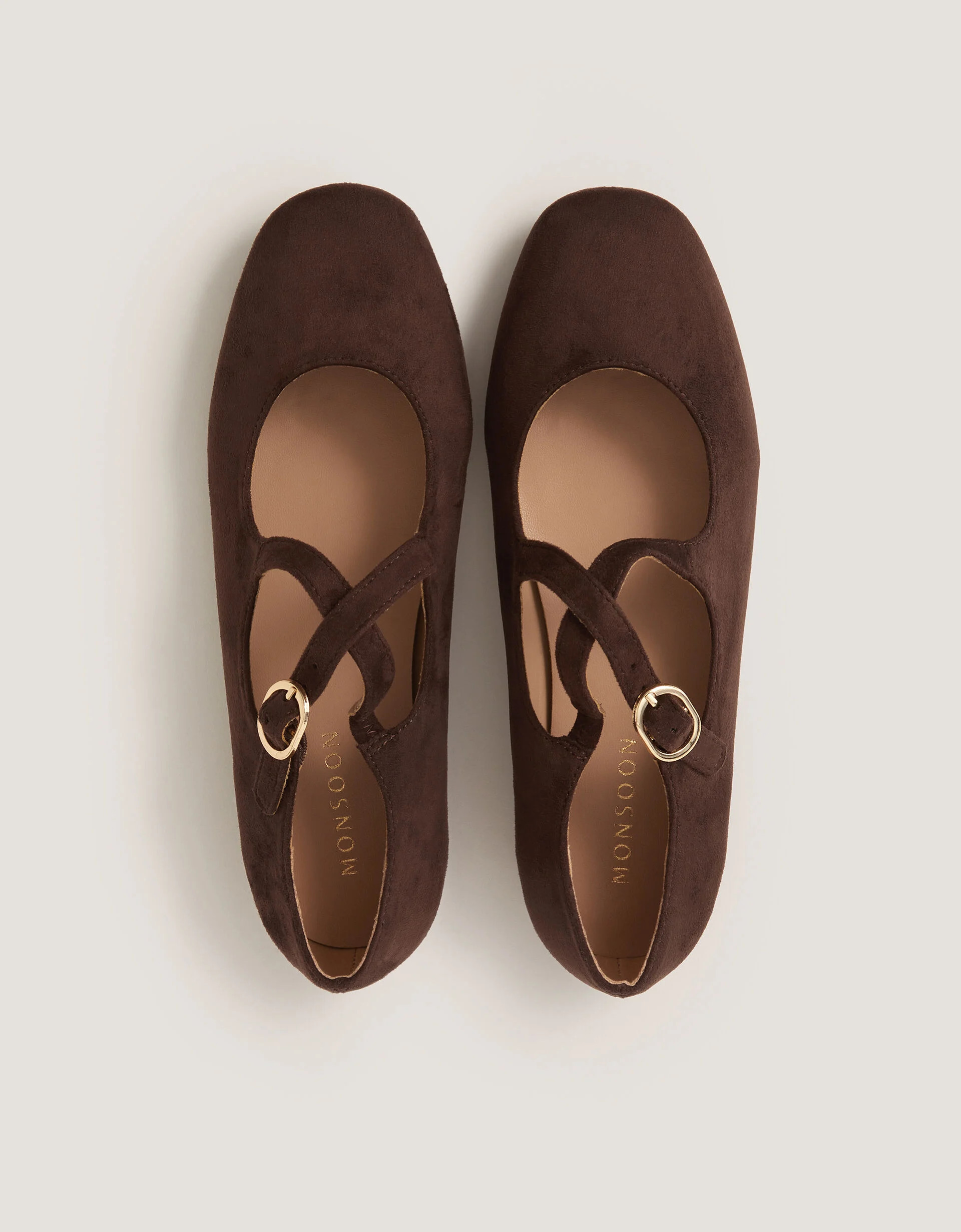 Dana Faux Suede Mary Jane Ballet Flats Brown | Monsoon (UK)