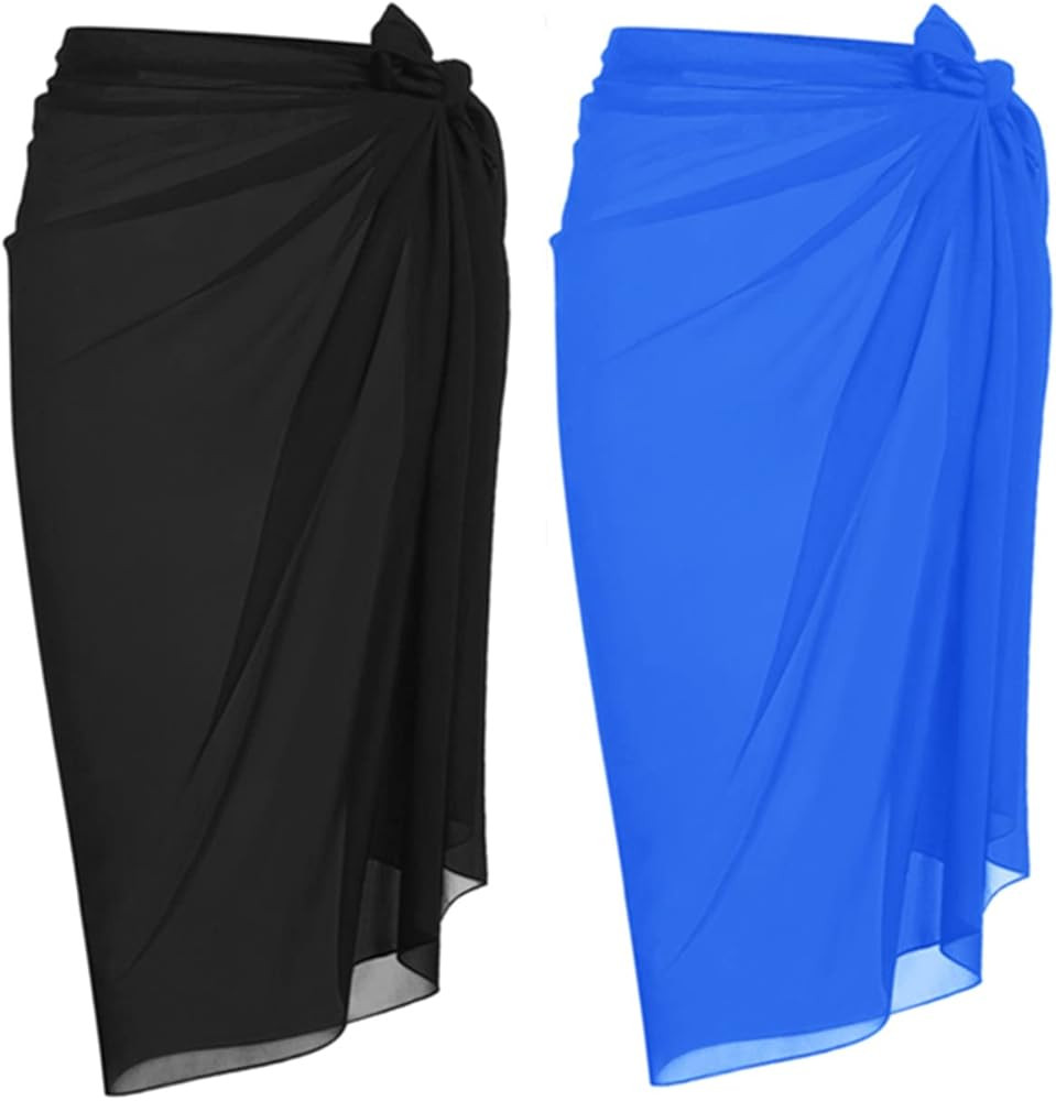 Ekouaer Women Sarong Swimsuit Coverups Chiffon Long Bikini Wraps Sheer Beach Bathing Suit Cover U... | Amazon (US)