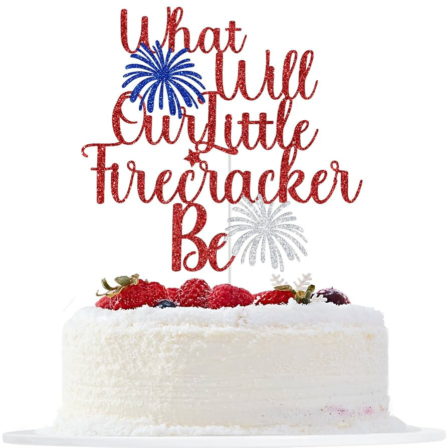What Will Our Little Firecracker Be Cake Topper, Little Firecracker Gender Reveal Cake Topper, Bo... | Amazon (US)