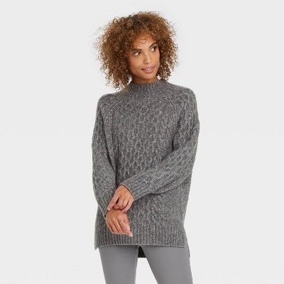 Women&#39;s Mock Turtleneck Pullover Sweater - A New Day&#8482; Gray XS | Target