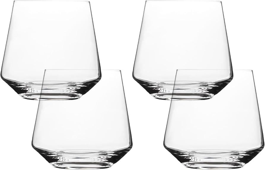 over&back 17oz Modern Glassware - Set of 4 Contemporary Stemless Drinking Glasses for Parties, Ge... | Amazon (US)