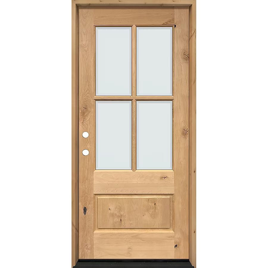 Greatview Doors  36-in x 80-in Wood 3/4 Lite Right-Hand Inswing Knotty Alder Unfinished Prehung ... | Lowe's