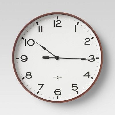 16&#34; Thin Frame Wall Clock Red/Brown - Threshold&#8482; | Target