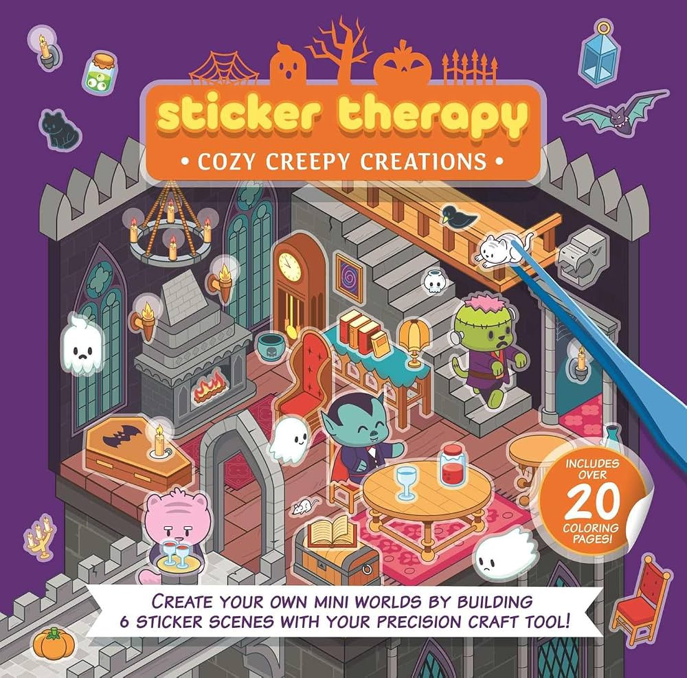 Sticker Therapy: Cozy Creepy Creations: Create Your Own Mini Worlds by Building 6 Sticker Scenes ... | Amazon (US)