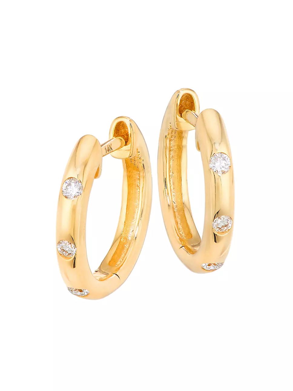 14K Yellow Gold & 0.007 TCW Diamond Huggie Earrings | Saks Fifth Avenue