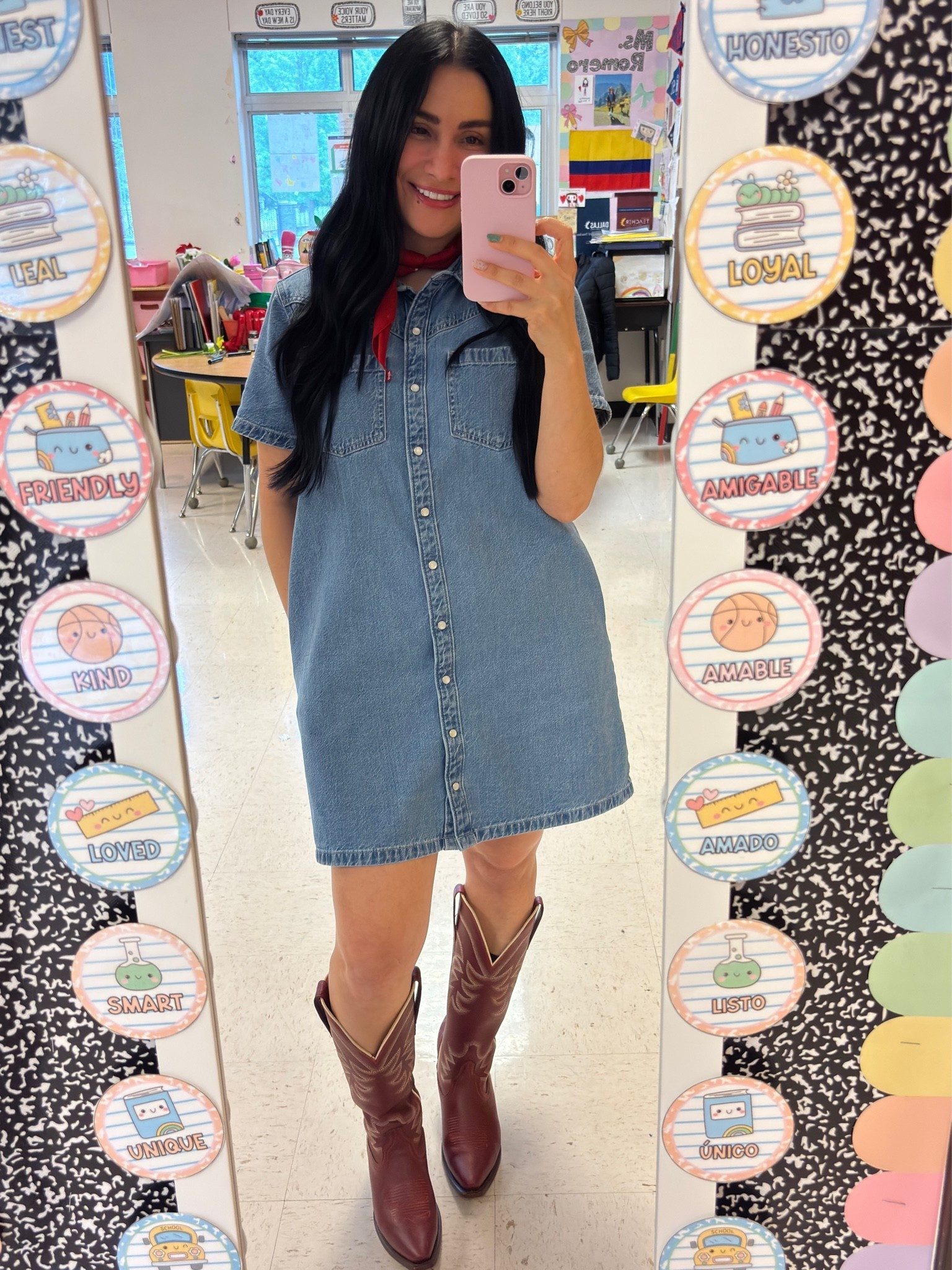 Denim dress outfit • Denim mini dress • Western boots • Cowboy boots outfit • Country girl style • Teacher outfit • Casual chic • Everyday denim look • School outfit • Western inspired outfit • 🤠💙✨

#LTKootd #LTKPetite #LTKU