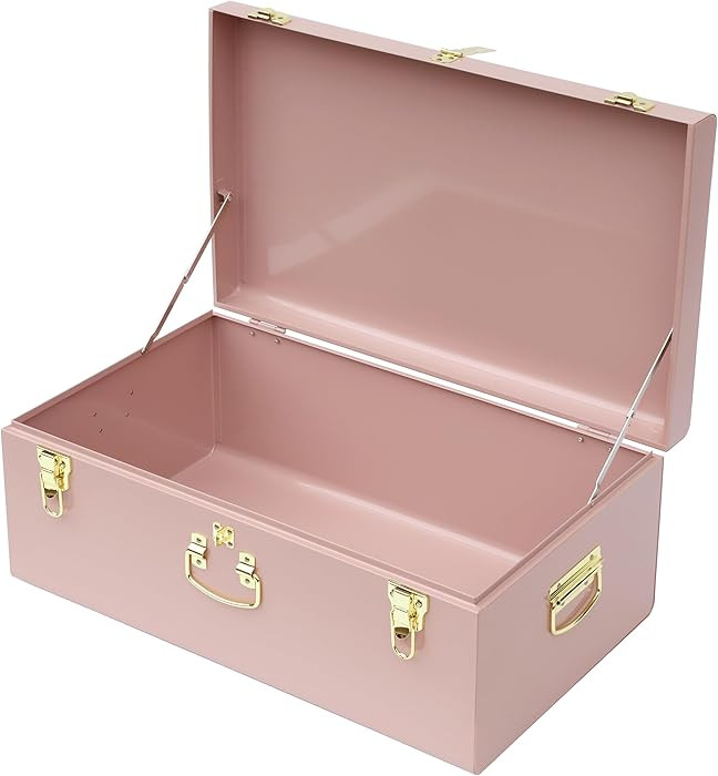 Vixdonos Large Metal Trunk Decorative Storage Box College Dorm Chest with Handle | Amazon (US)