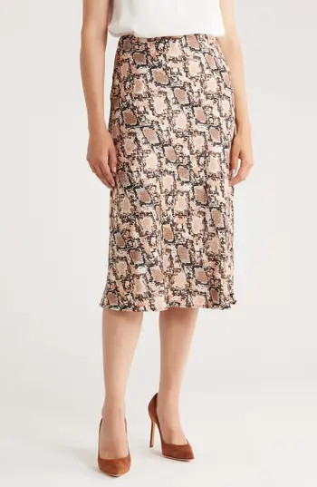 Renee C Snakeskin Print Midi Skirt in Taupe at Nordstrom Rack, Size Small | Nordstrom Rack