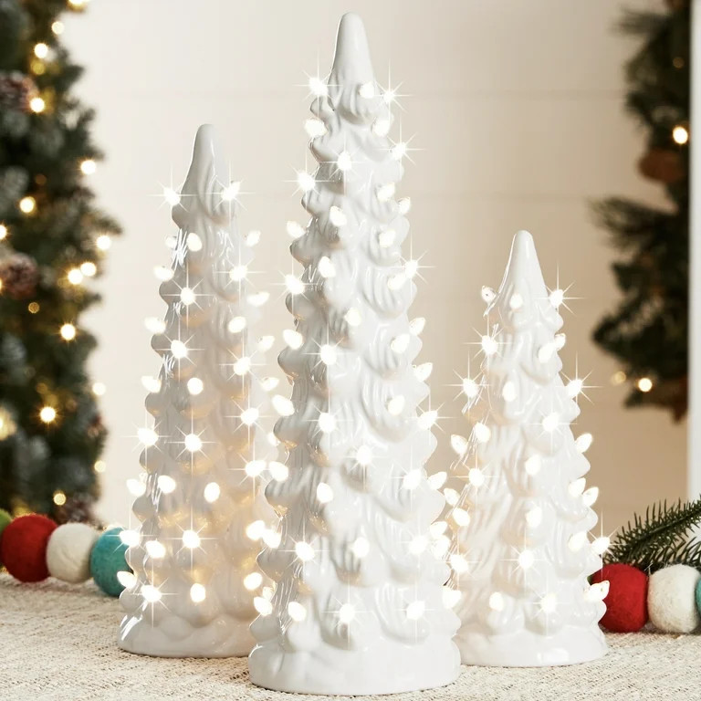 Best Choice Products Set of 3 Pre-Lit Hand-Painted Ceramic Tabletop Christmas Trees w/ Warm White... | Walmart (US)