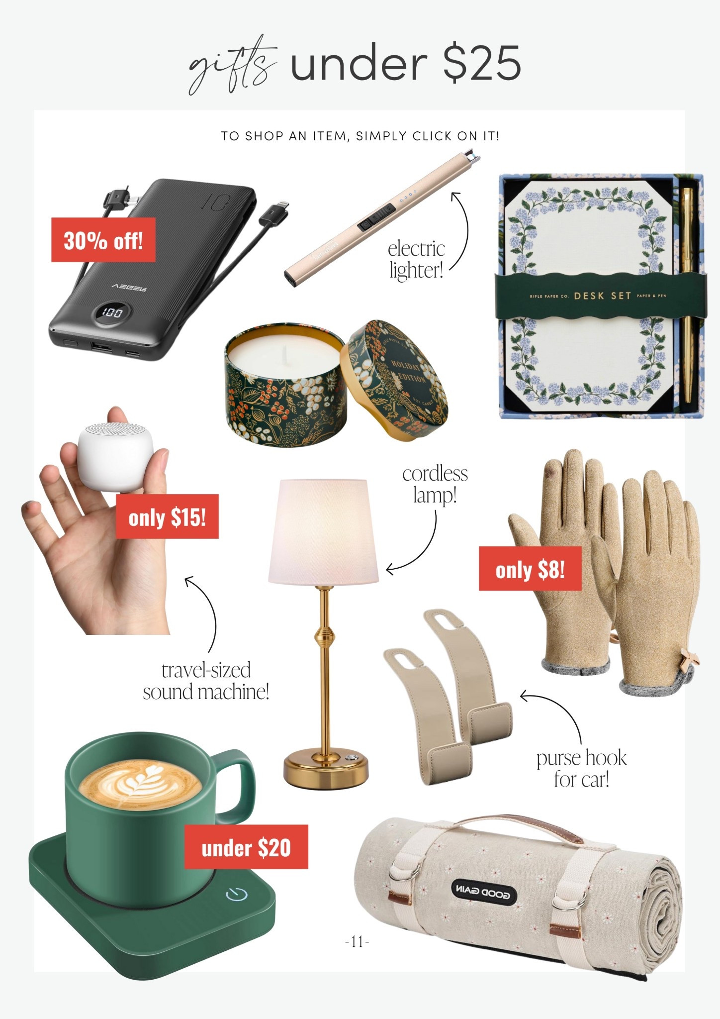 Gifts Under $25! Amazing gifts that don’t cost a fortune! These budget-friendly picks are proof that thoughtful doesn’t have to mean pricey.

ComeStayAwhile, Amanda Vernaci 

GiftsUnder25 | HolidayShopping | BudgetFriendly | ComeStayAwhile | AmandaVernaci | LTK gift guide | LTK holiday 

#LTKParties #LTKHoliday #LTKGiftGuide