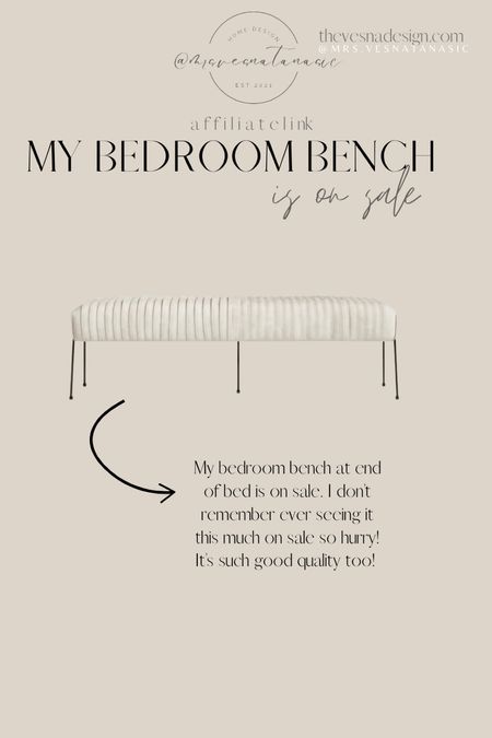 My bedroom bench is on sale 🚨 I have never seen it on sale this much though. Hurry! I love this bench! Such good quality too! 


Bedroom bench, at the end of bed bench, bedroom, bench, upholstered bench, velvet bench, sale alert, Wayfair sale, Wayfair home, Wayfair



#LTKsalealert #LTKhome #LTKFind