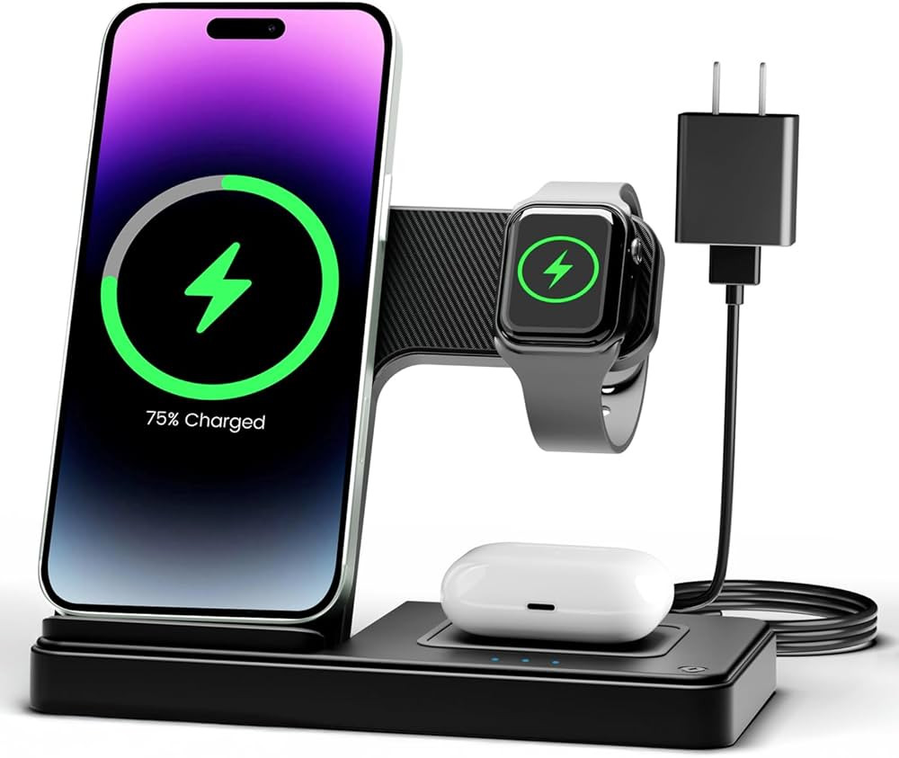 Wireless Charger iPhone Charging Station: 3 in 1 Charger Stand Multiple Devices for Apple - iPhon... | Amazon (US)
