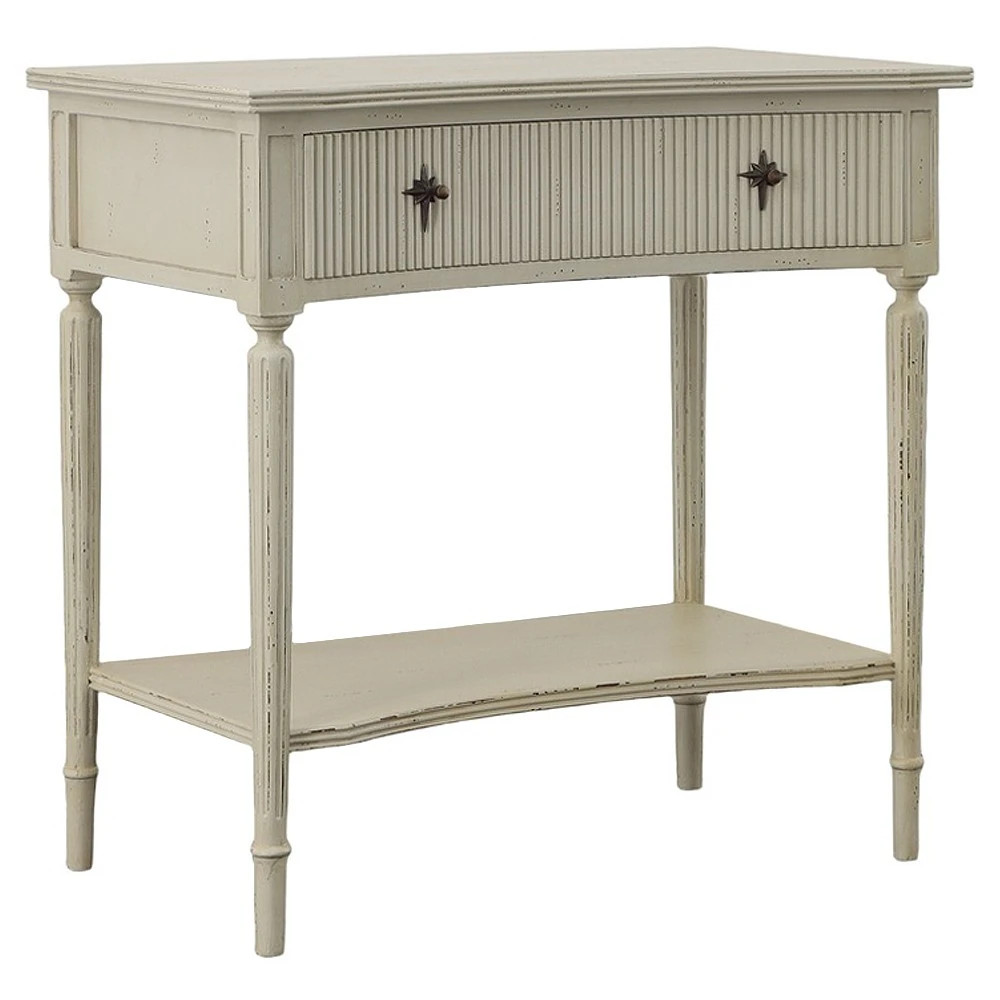 Myles French Country Cream Mahogany Wood Rectangular Side Table | Kathy Kuo Home