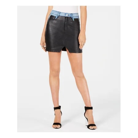 GUESS Womens Black Faux Leather Mini Skirt Size 0 | Walmart (US)