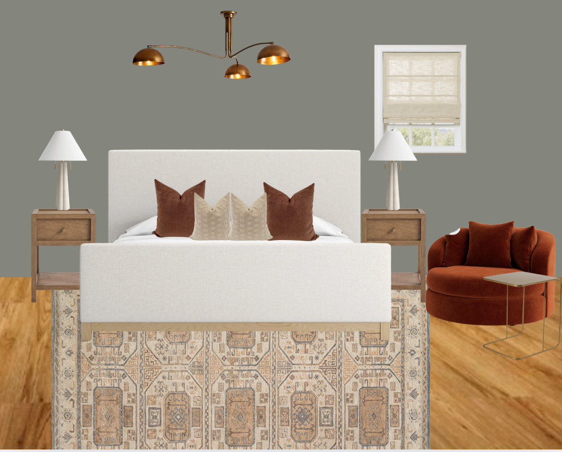 Cozy bedroom makeover ✨ Evergreen Fog paint, warm neutrals, modern farmhouse touches, rust décor, designer bedding, wood nightstands, rattan accents, reading nook styling… it’s all here 🤎
Shop the full bedroom design, furniture, décor, lighting & rug sources below ↓
#bedroommakeover #evergreenfog #bedroomdecor #LTKhome #cozybedroom #neutralhome #moderninteriors #homedesignideas #bedroominspiration 

 #LTKCyberWeek #LTKHome
