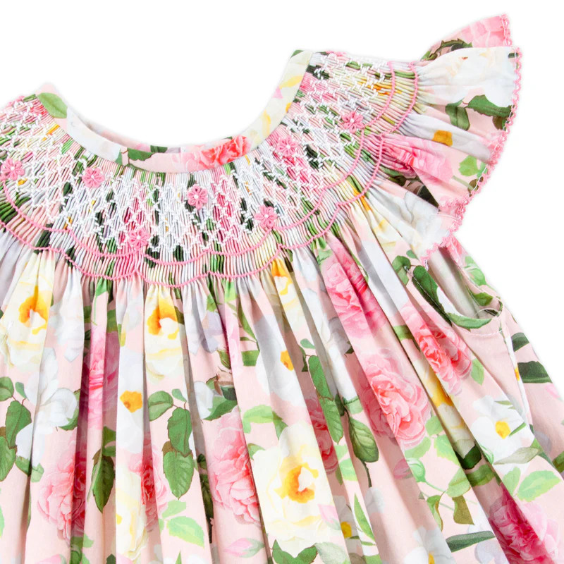 Everbloom Floral Smocked Angel Sleeve Bubble | Classic Whimsy