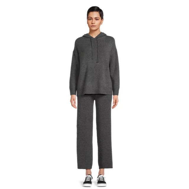 Time and Tru Women's Long Sleeve Hoodie Pullover and Pant Sweater Set, Sizes XS-4X | Walmart (US)