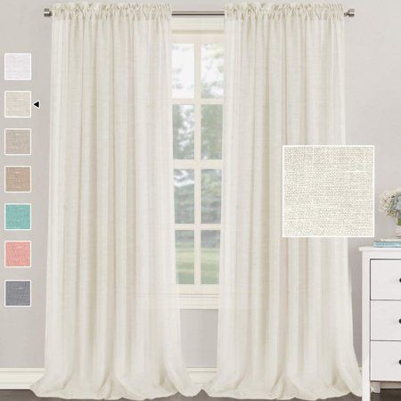 Linen Curtains Linen Blend Curtains Semi Sheer Curtain Panels 95 Inches Long Natural Linen Curtains  | Walmart (US)