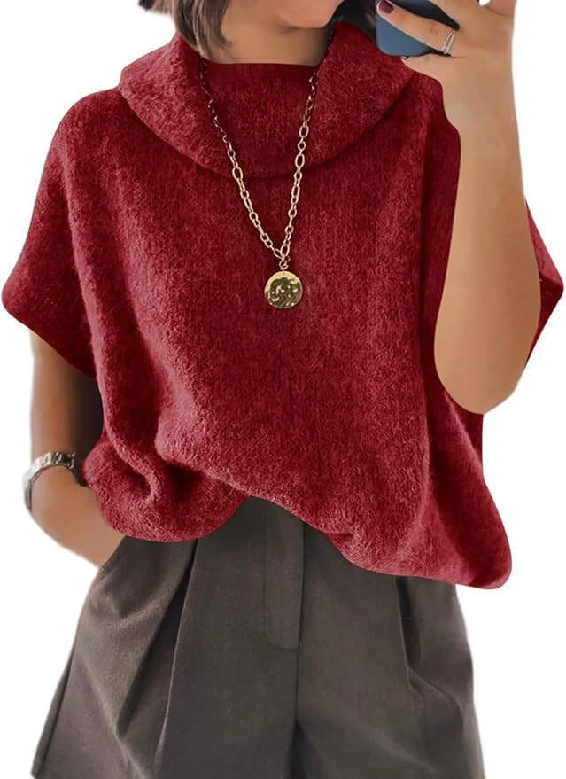 Cicy Bell Womens Oversized Turtleneck Knit Sweaters Short Batwing Sleeve Casual Slouchy Loose Fit... | Amazon (US)