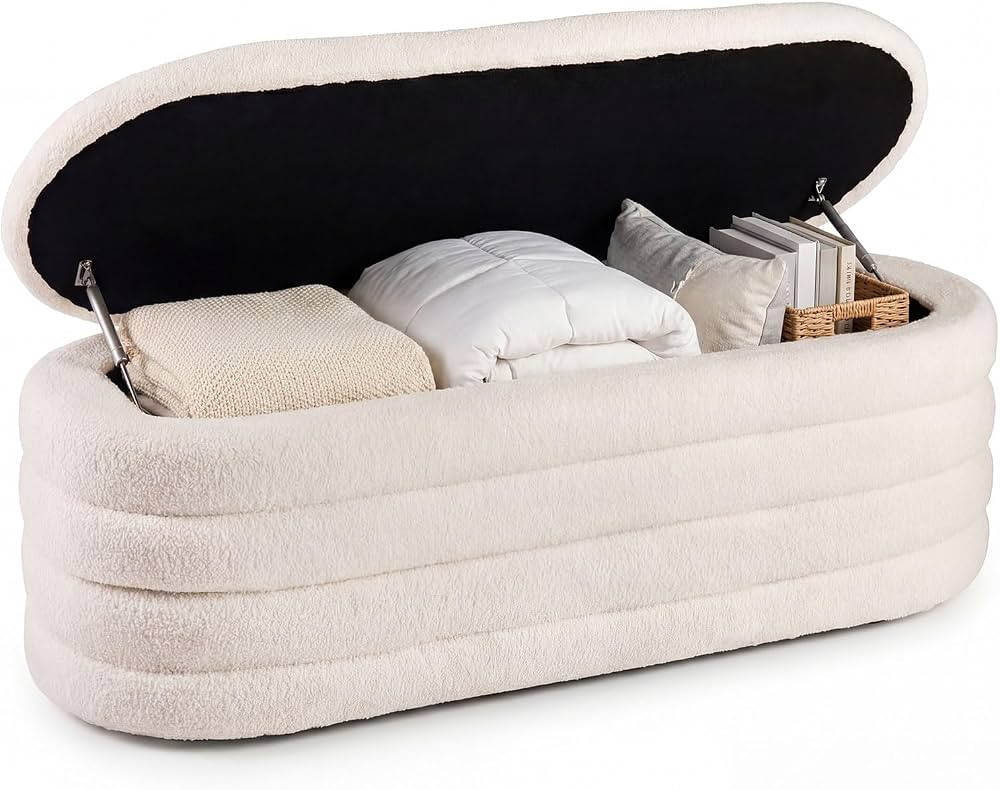 Giantex Storage Ottoman Bench, Upholstered Fabric End of Bed Storage Bench with 2 Safety Gas Stru... | Amazon (CA)
