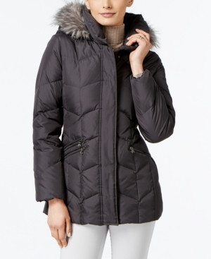 Larry Levine Faux-Fur-Trim Pillow-Collar Puffer Coat | Macys (US)