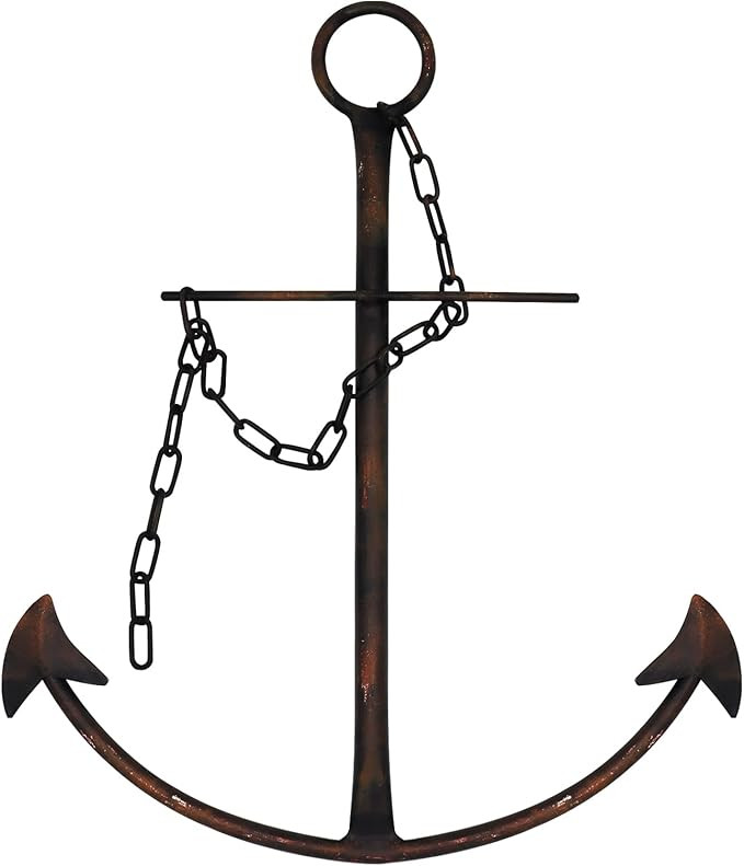 Nautical Anchor Wall Decor, Antique Metal Anchor Art Wall Decor With Chain for Bedroom Living Roo... | Amazon (US)