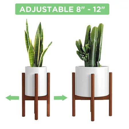 MUDEELA Adjustable Plant Stand (8 to 12 inches) Bamboo Mid Century Modern Plant Stand (15 inches in  | Walmart (US)