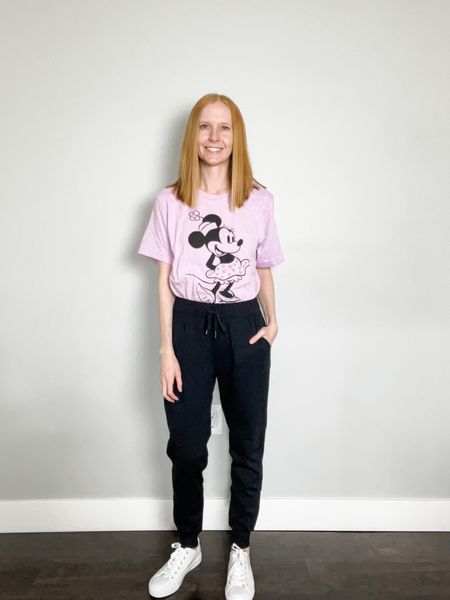 Minnie Mouse shirt, Minnie Mouse outfit, Disney outfit, black joggers outfit, black jogger pants, outfit of the day, women’s fashion, summer fashion, Disney fashion, outfit ideas, outfit inspo, outfit inspiration  

#LTKunder50 #LTKfit #LTKstyletip