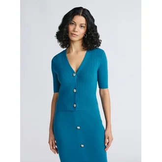 Sofia by Sofia Vergara Women's Cardigan Sweater with Short Sleeves, Sizes XS-XXXL | Walmart (US)