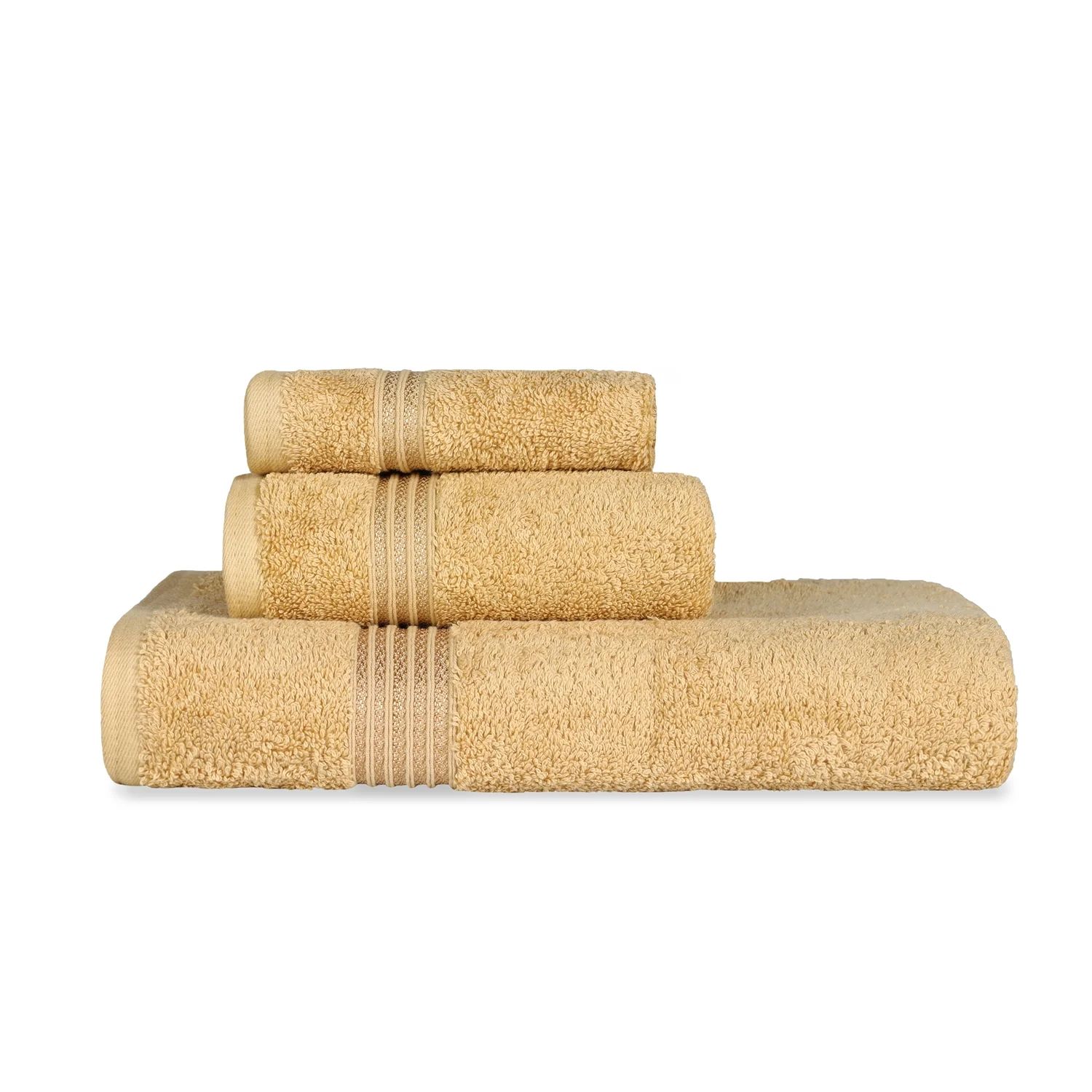 BNM Egyptian Cotton Medium Weight 3-Piece Towel Set, Gold | Walmart (US)