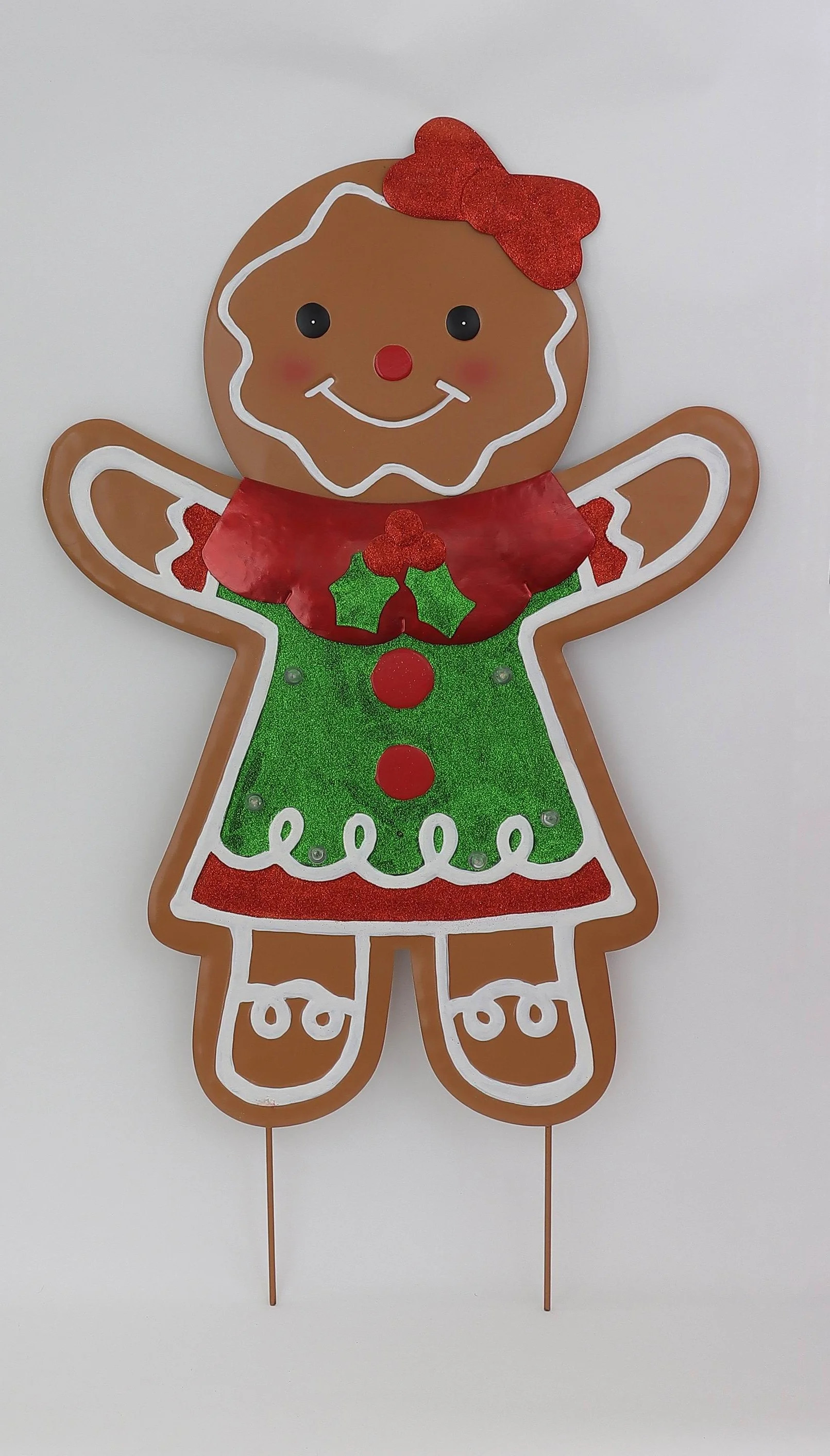 LED Iron Lighted Gingerbread Girl Yardstake/Sign Christmas Decoration, Multi-color, by Holiday Ti... | Walmart (US)